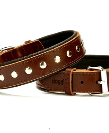 Doggie Deri Rivetli Köpek Tasması 3,5x47-55 cm Kahverengi