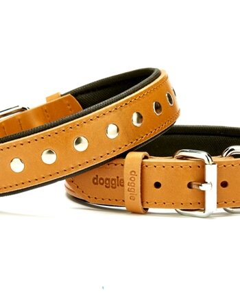 Doggie Deri Rivetli Köpek Tasması 3x42-50 cm Kamel