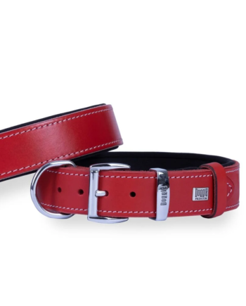 Doggie El Yapımı Konforlu Deri Köpek Tasması 3,5x52-60cm Kırmızı
