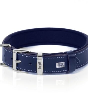 Doggie Premıum Gerçek Deriden El Yapımı Köpek Boyun Tasması 3,5x52-60 cm Mavi