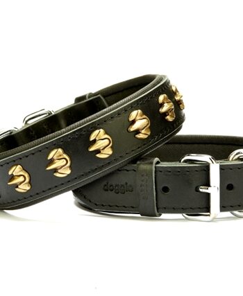 Doggie Pençe Metal İşlemeli Deri Köpek Boyun Tasması 3,5x47x55 cm Siyah