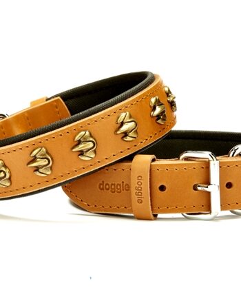 Doggie Pençe Metal İşlemeli Deri Köpek Boyun Tasması 3,5x47x55 cm Kamel