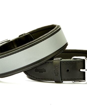 Doggie Konforlu Reflektörlü Deri Köpek Tasması 4x47-55 cm Siyah