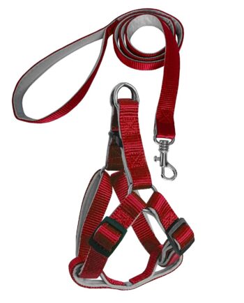 Gezdirme Kayışlı Dokuma Köpek Göğüs Tasma Seti 32*47-110 cm Kırmızı