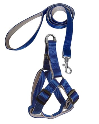 Gezdirme Kayışlı Dokuma Köpek Göğüs Tasma Seti 52*73-110 cm Mavi