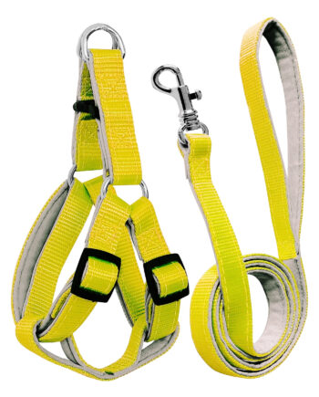 Gezdirme Kayışlı Dokuma Köpek Göğüs Tasma Seti 40*60-110 cm Sarı