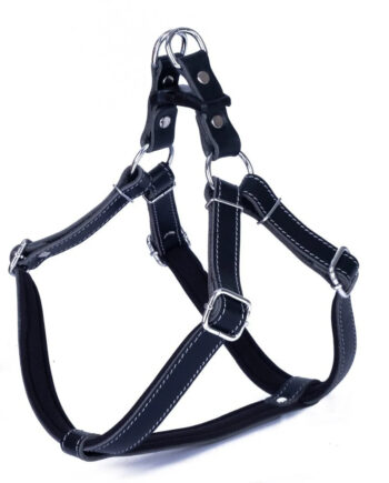 Doggie Gerçek Deriden El Yapımı Ronnin Köpek Göğüs Tasması 2x55-65 cm Large Siyah