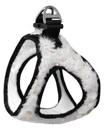 Üç Kilitli Simli Peluş Kedi Köpek Göğüs Tasması 24-28 cm XX-Small Beyaz