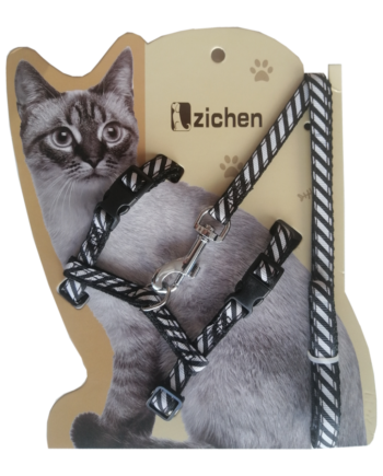 Atlantik Siyah Çizgili Kedi Göğüs Bel Tasması 20*32 cm