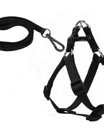 Köpek Göğüs Tasma Seti 30-50 cm Siyah + Gezdirme Kayışı