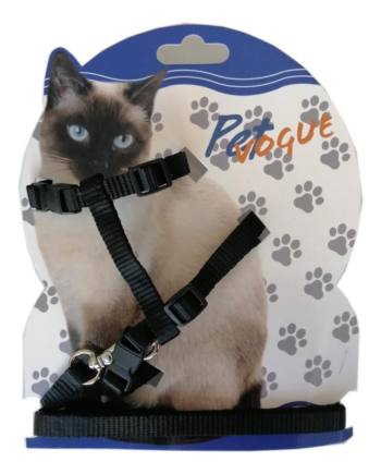 Markapet Kedi Göğüs Bel Tasma Takımı Medium Siyah 20*32-120 cm