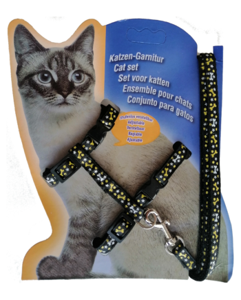Atlantik Desenli Kedi Göğüs Bel Tasması 20*32 cm Siyah