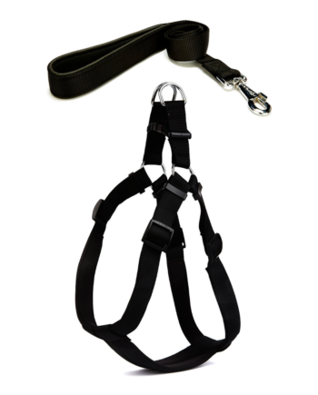 Köpek Göğüs Tasma Seti 50-70 cm Siyah + Gezdirme Kayışı