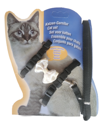 Atlantik Papyonlu Siyah Kedi Göğüs Bel Tasması 20*32 cm