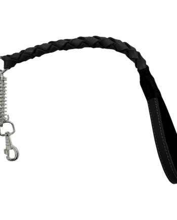 Lüx Deri Yaylı Köpek Gezdirme Halatı 2,5 cm x 70 cm Siyah ( 100 kg )