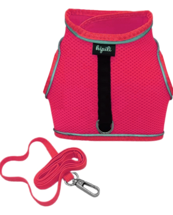 Çift Kilitli Sportif Kedi Köpek Göğüs Tasma Seti 30-38 cm Small Pembe
