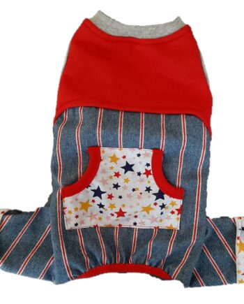 Star Jean Rompers Kedi Köpek Tulumu Kıyafeti Medium
