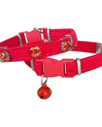 Markapet Kadife Kedi Boyun Tasması Taşlı 20-32 cm Kırmızı