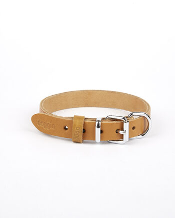 Doggie Deri El Yapımı Köpek Boyun Tasması 2x35-40 cm Kamel