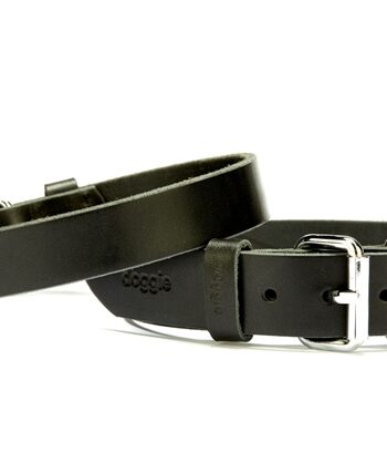 Doggie Deri El Yapımı Köpek Boyun Tasması 3x42-50 cm Siyah