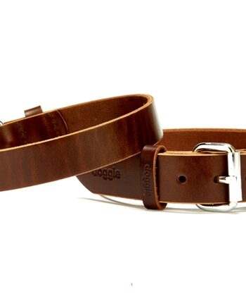 Doggie Deri El Yapımı Köpek Boyun Tasması 3x42-50 cm Kahverengi
