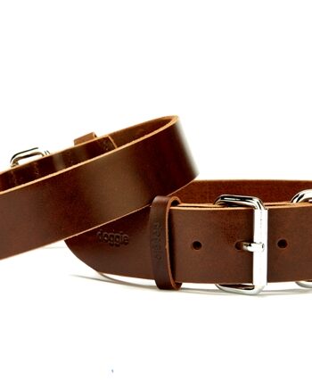 Doggie Deri El Yapımı Köpek Boyun Tasması 4x52-60 cm Kahverengi