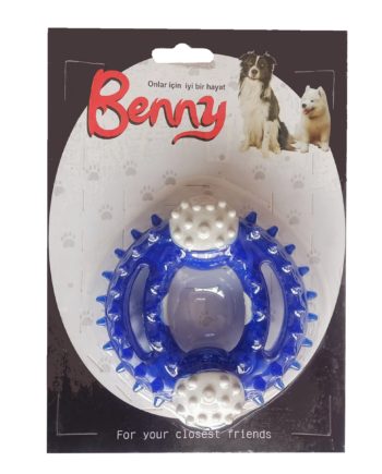 Benny Diş Kaşıma Köpek Oyuncağı Yuvarlak 9,5 cm Mavi