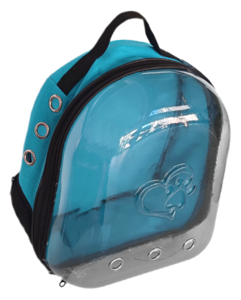Kalpli Patili Astronot Şeffaf Taşıma Sırt Çantası Turkuaz 24x32x42 cm