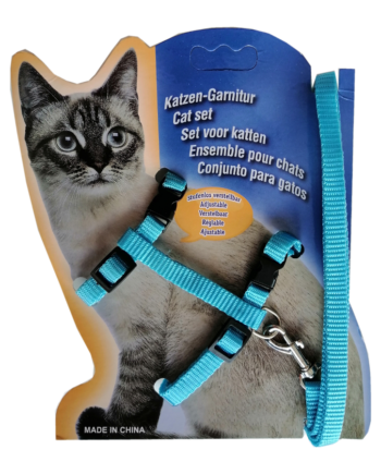 Kedi Göğüs Bel Tasma Takımı Medium Turkuaz 20*32-120 cm