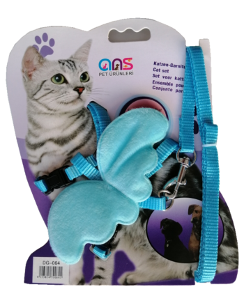 Atlantik Kanatlı Melek Kedi Göğüs Bel Tasması 20*32 cm Turkuaz
