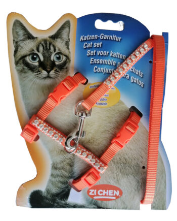 Atlantik Taşlı Kedi Göğüs Bel Tasması 20*32 cm Turuncu