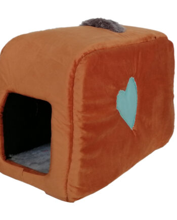 Flipper Kedi Köpek Yatağı Kalpli Çanta Model 35*55 cm Kahverengi