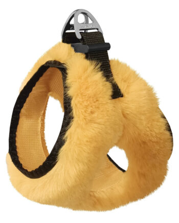Üç Kilitli Peluş Kedi Köpek Göğüs Tasması 30-38 cm Small Sarı