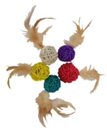 Polo Kedi Oyuncağı Renkli Hasır Toplar 4*13 cm