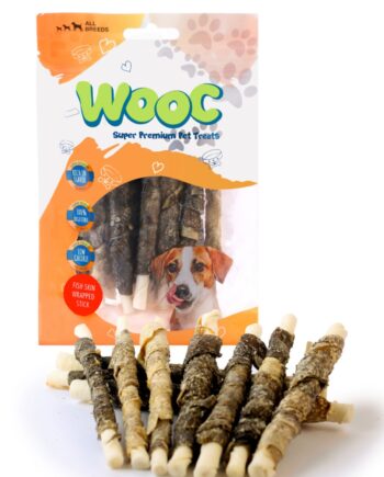 Wooc Dog Balık Derisi Sargılı Sütlü Stick Köpek Ödül Maması 80 gr
