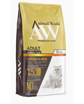 Animal World Hairball Tüy Yumağı Önleyici Tavuklu Kedi Maması 15 Kg