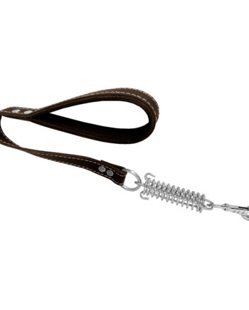 Lüx Deri Yaylı Köpek Gezdirme Kayışı 2,5 cm x 65 cm Kahverengi ( 100 kg )