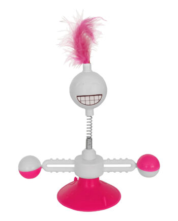 Markapet Vantuzlu Komik Dönen Kedi Oyuncağı 17 cm*18-30 cm Pembe