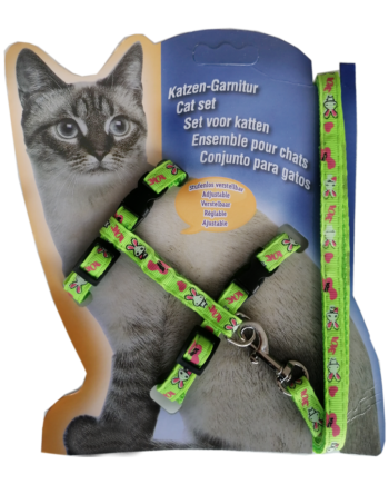 Atlantik Tavşan Desenli Kedi Göğüs Bel Tasması 20*32 cm Yeşil