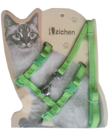 Atlantik Yeşil Desenli Kedi Göğüs Bel Tasması 20*32 cm