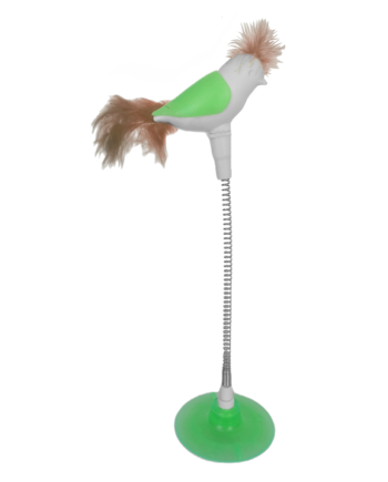 Markapet Vantuzlu Yaylı Kuşlu  Kedi Oyuncağı 30 cm Yeşil