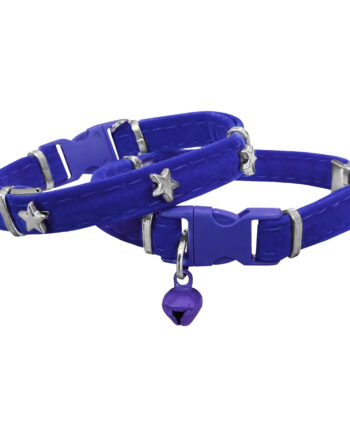 Markapet Kadife Kedi Boyun Tasması Yıldızlı 20-32 cm Mavi