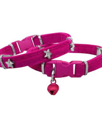 Markapet Kadife Kedi Boyun Tasması Yıldızlı 20-32 cm Pembe