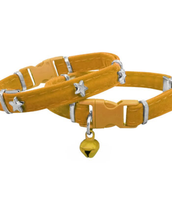Markapet Kadife Kedi Boyun Tasması Yıldızlı 20-32 cm Sarı