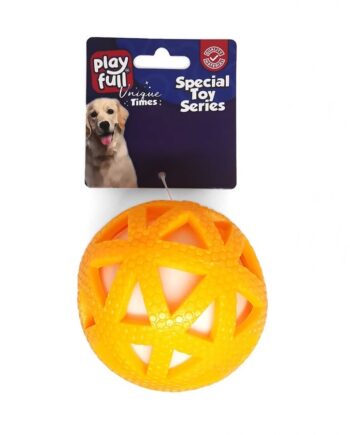 Playfull Işıklı Üçgen Desenli Plastik Top Köpek Oyuncağı 7,5 Cm Sarı