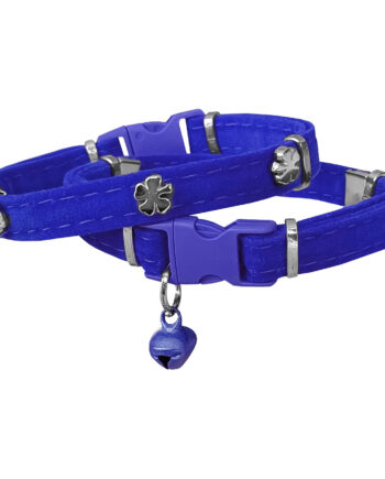Markapet Kadife Kedi Boyun Tasması Yoncalı 20-32 cm Mavi