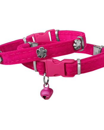 Markapet Kadife Kedi Boyun Tasması Yoncalı 20-32 cm Pembe