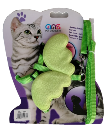Ans Kanatlı Melek Kedi Göğüs Bel Tasması 20*32 cm Yeşil