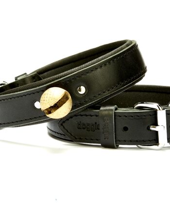 Doggie Konforlu Zilli Avcı Deri Köpek Tasması 3x42-50 cm Siyah
